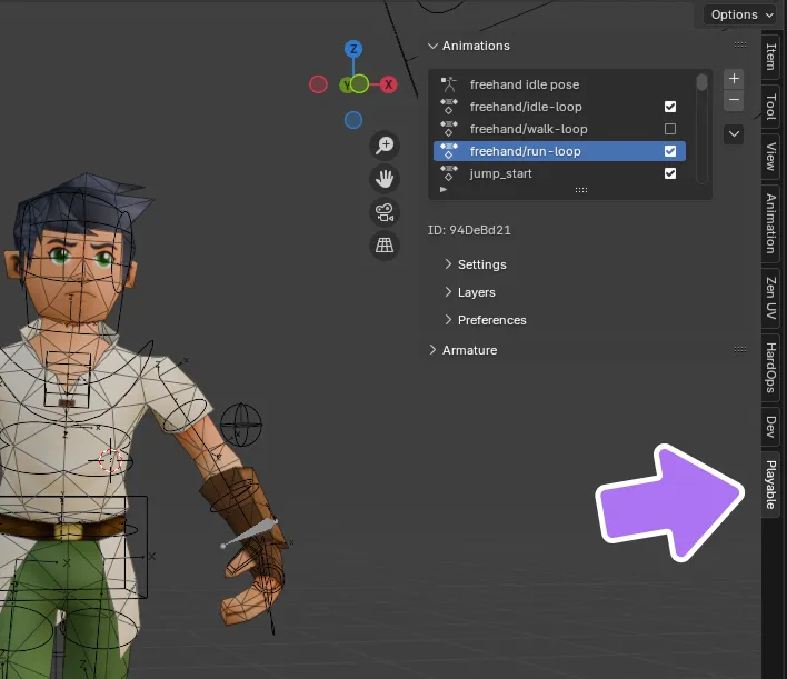 Arrow pointing to where the Playable tab is